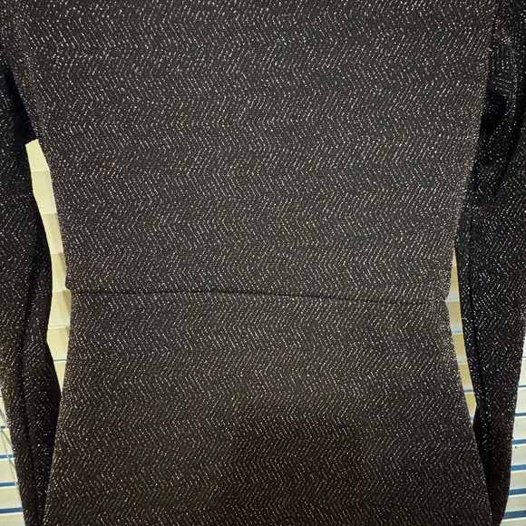 Blashe Black Metallic Shimmer Wrap Mini Dress Size M | Long Sleeve - Picture 12 of 14
